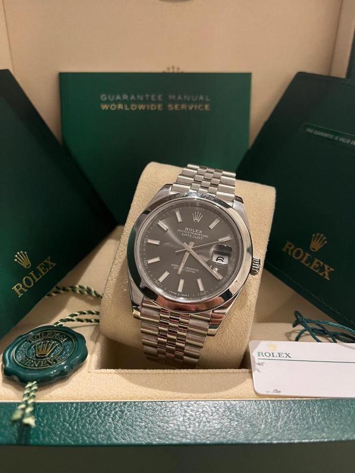 Rolex Datejust (2020) 126300 Rhodium, Sieraden, Tassen en Uiterlijk, Horloges | Heren, Zo goed als nieuw, Rolex, Staal, Staal