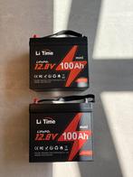 Li Time 12.8V 100AH LifePo accu(s) 2 stuks met lader, Ophalen of Verzenden, Zo goed als nieuw