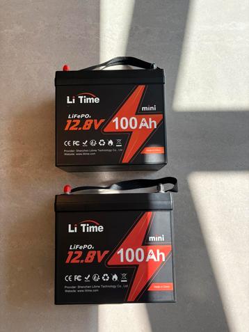 Li Time 12.8V 100AH LifePo accu(s) 2 stuks met lader beschikbaar voor biedingen