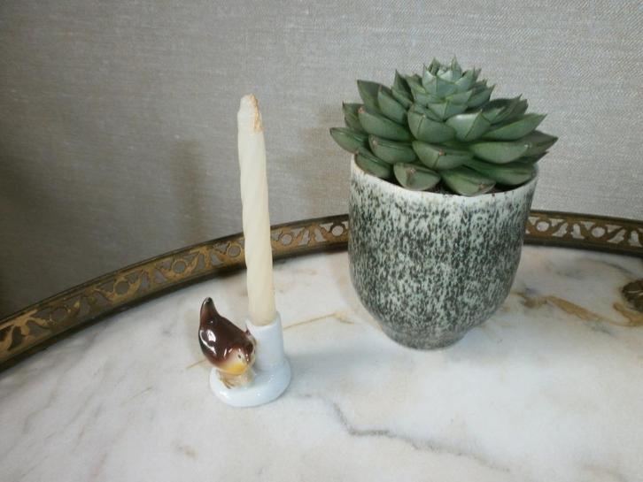 Vintage kandelaartje vogeltje mt draaikaarsje Gerold Bavaria, Huis en Inrichting, Woonaccessoires | Kandelaars en Kaarsen, Minder dan 25 cm