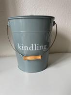Grijs metalen emmertje met opschrift 'Kindling', Ophalen of Verzenden, Zo goed als nieuw
