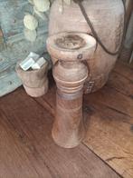 Leuke brocante vaas a kandelaar hout, Antiek en Kunst, Ophalen of Verzenden