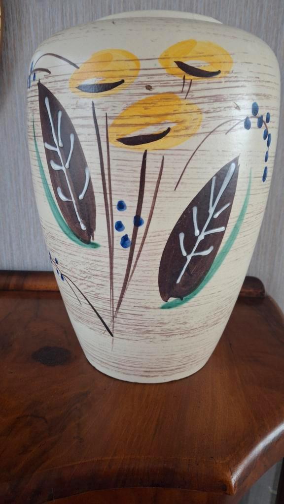 Vintage Grote Vaas met Decoratie, Verzamelen, Retro, Ophalen of Verzenden