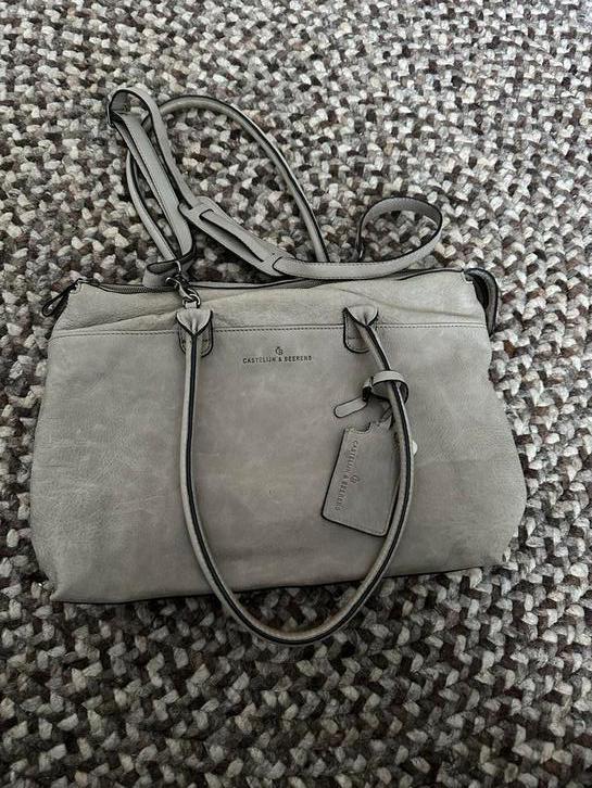 Castelijn & Beerens Leren Werktas Taupe, Sieraden, Tassen en Uiterlijk, Tassen | Damestassen, Zo goed als nieuw, Handtas, Grijs