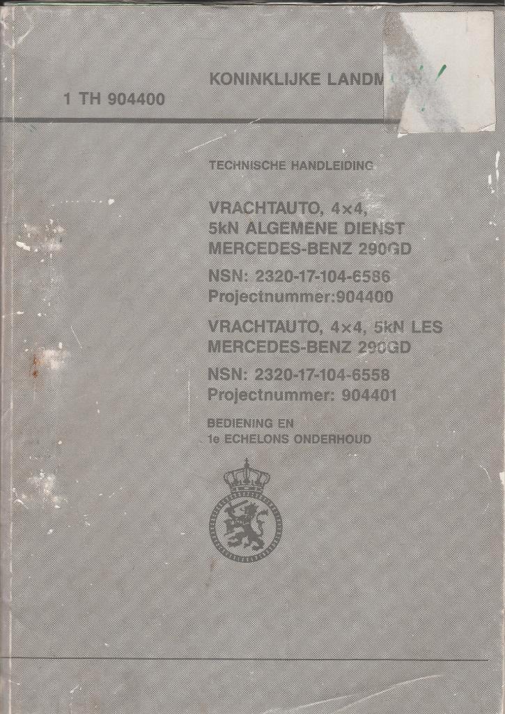 Mercedes Benz 290 GD technische handleiding militair, Auto diversen, Handleidingen en Instructieboekjes, Ophalen of Verzenden