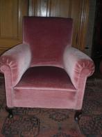 Antieke fauteuil oud roze opnieuw gestoffeerd queen anne, Ophalen, Queen Anne, Minder dan 75 cm, Zo goed als nieuw