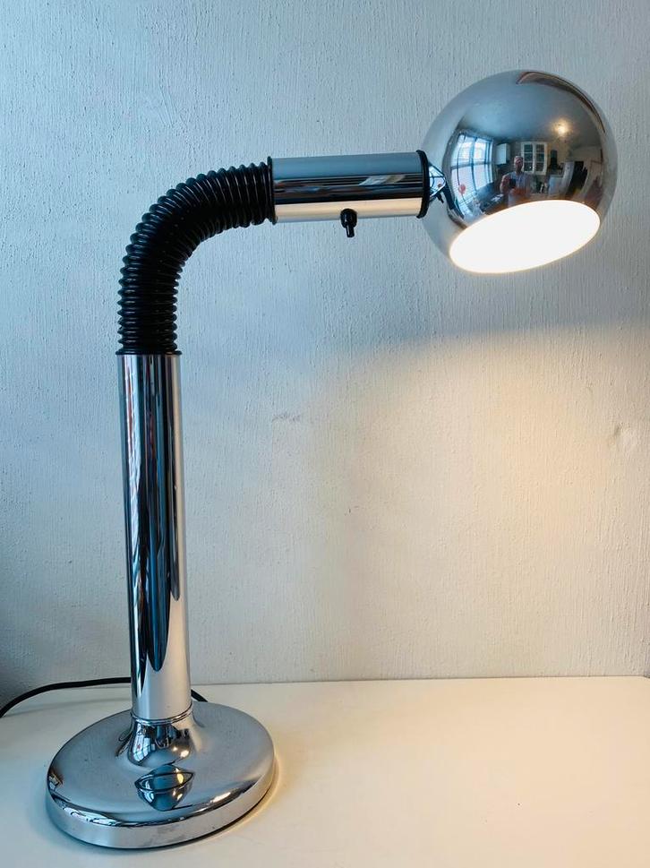 Targetti Sankey grote tafellamp Space Age, Huis en Inrichting, Lampen | Tafellampen, Gebruikt, 50 tot 75 cm, Metaal, Ophalen of Verzenden