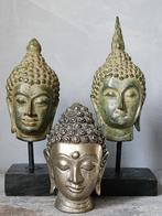 Set bronzen buddha hoofden, Ophalen of Verzenden, Brons