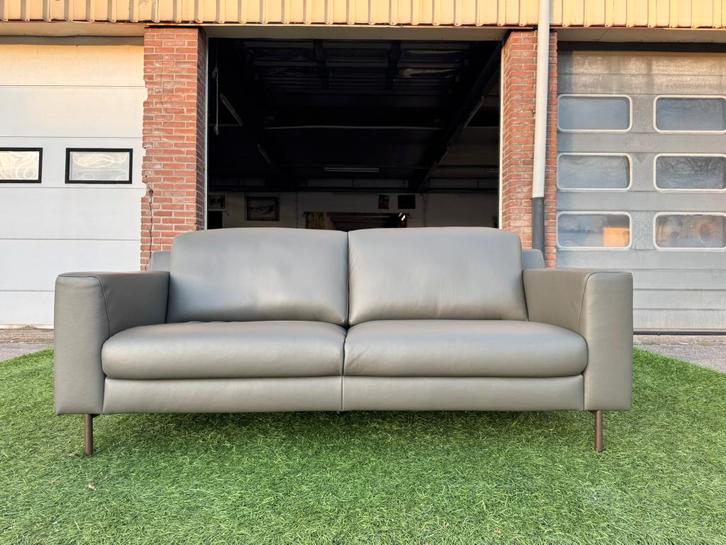 Bankstel Montel design 3 zit bank  donker groen  leer, Huis en Inrichting, Fauteuils, Zo goed als nieuw, Hout, Leer, Metaal, Stof