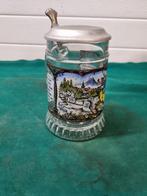 bierpul glas met tinnen deksel, Ophalen of Verzenden