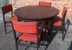 Vintage Eetkamerstoelen + Tafel – 80’s Design, Huis en Inrichting, Stoelen, Ophalen, Gebruikt, Hout, Vier