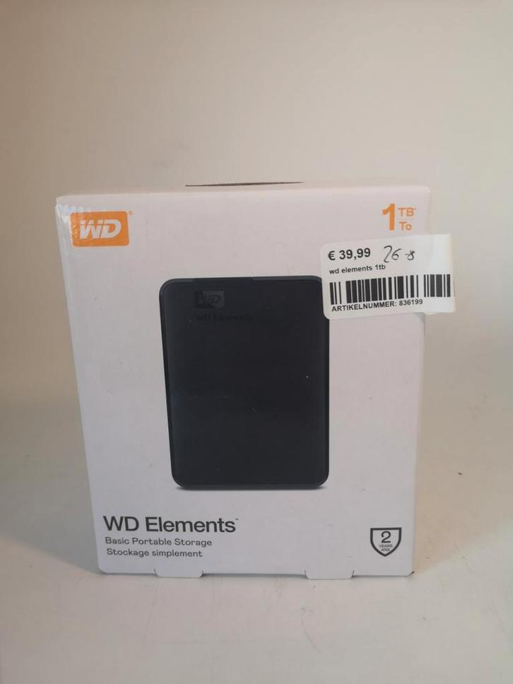 WD Elements 1TB Externe Harde Schijf - Nieuw!, Computers en Software, Harde schijven, Nieuw, Server, Extern, HDD, USB, Ophalen of Verzenden