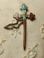 Antiek speldje kruis met emaille, Verzamelen, Ophalen of Verzenden, Zo goed als nieuw
