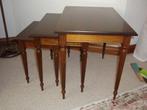 Warm houten 3- delige Palissander inschuif tafeltjes, Huis en Inrichting, Tafels | Bijzettafels, Minder dan 55 cm, Rechthoekig