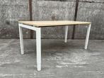 Verstelbaar bureau VIDA N-poot - 160x80cm - wildperen/wit, Ophalen of Verzenden, In hoogte verstelbaar, Gebruikt