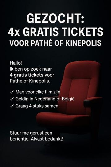 OPZOEK NAAR EEN BIOSCOOP TICKETS beschikbaar voor biedingen