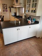 Eikenhouten keuken, Ophalen, Gebruikt, Wit, Graniet of Steen