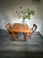 Café Tafel met Stoelen - Hout, Huis en Inrichting, Tafels | Eettafels, Ophalen, Gebruikt, 100 tot 150 cm, Eikenhout