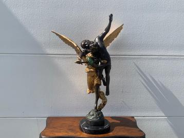 Groot Bronzen Beeld Op Marmeren Voet | H 90 cm. | 25 Kg.  beschikbaar voor biedingen