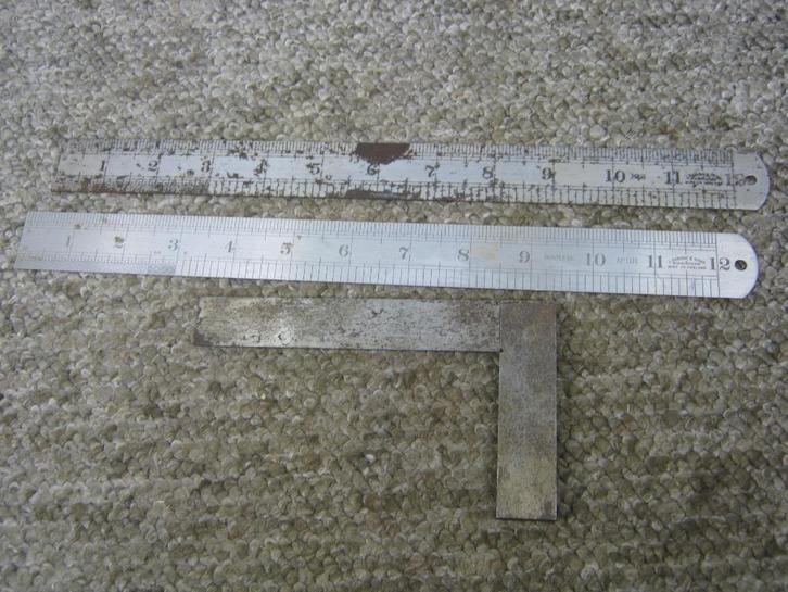 Blokhaakje + 2 linealen.  o.a. Rabone, Antiek en Kunst, Antiek | Gereedschap en Instrumenten, Verzenden