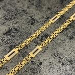 14k gouden ketting massief platte koningsketting, Sieraden, Tassen en Uiterlijk, Kettingen, Goud, Gebruikt, Ophalen of Verzenden