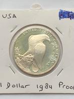 Prachtige zilveren munt olympische spelen 1984, Postzegels en Munten, Munten | Amerika, Ophalen of Verzenden