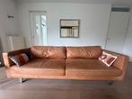 Bruine leren bank - Stijlvol en comfortabel, Ophalen, 250 tot 300 cm, Gebruikt, Driepersoons