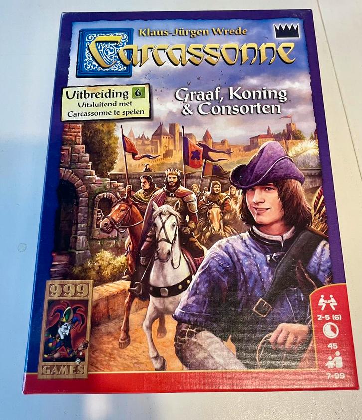 Uitbreiding Carcassonne de Graaf koning en consorten te koop, Hobby en Vrije tijd, Gezelschapsspellen | Bordspellen, Zo goed als nieuw