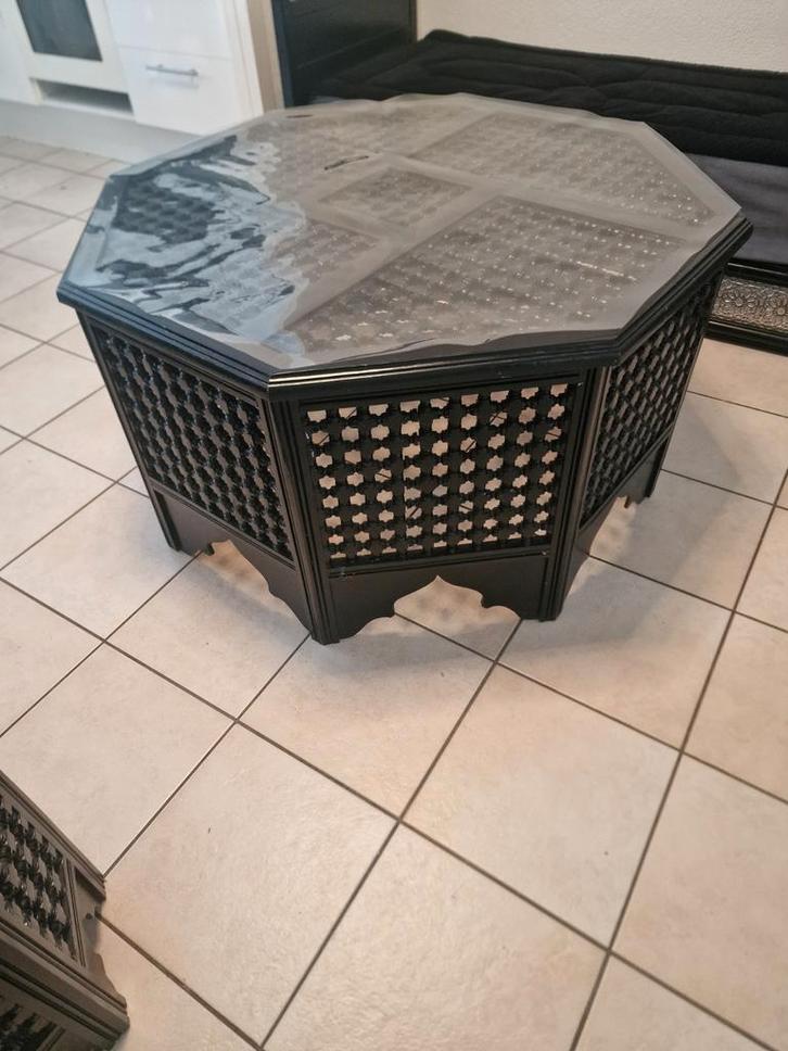 Marokkaanse Salontafel met Bijzettafeltje, Huis en Inrichting, Tafels | Salontafels, Gebruikt, Minder dan 50 cm, 50 tot 100 cm