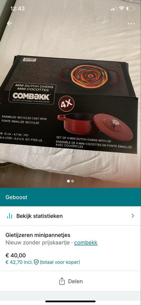 4 Gietijzeren Pannetjes Combøk Nieuw in Doos, Huis en Inrichting, Keuken | Potten en Pannen, Nieuw, Koekenpan of Braadpan, Gietijzer