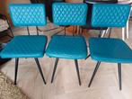 3 eetkamerstoelen in patrol blauw, Huis en Inrichting, Stoelen, Ophalen, Kunststof, Drie, Blauw