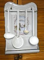 emaille lepelrek/ keukenrek/ lepelrek met lepels email, Antiek en Kunst, Antiek | Emaille, Ophalen of Verzenden