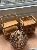 Rotan Set: Kast, Rek & Poef, Huis en Inrichting, Ophalen, Gebruikt