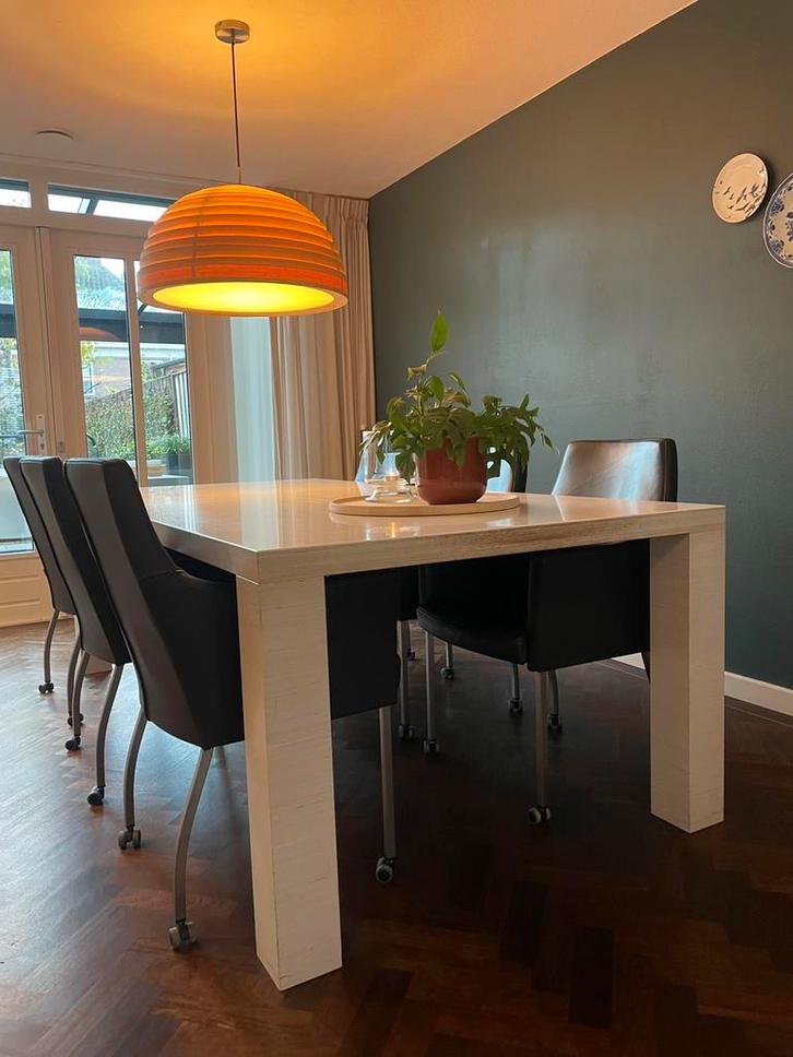 Eettafel wit, Corian blad, 240 x 115, Huis en Inrichting, Tafels | Eettafels, Gebruikt, 200 cm of meer, 200 cm of meer, Vijf personen of meer