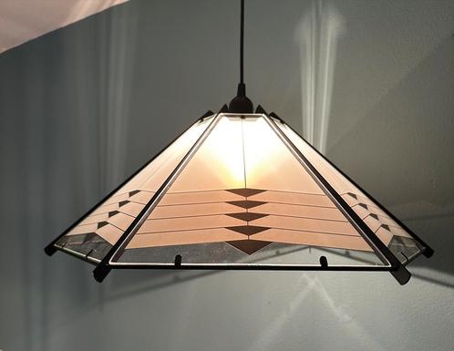 Vintage Memphis hanglamp pendant Art Deco 1980s zeshoek, Huis en Inrichting, Lampen | Hanglampen, Gebruikt, Minder dan 50 cm, Metaal