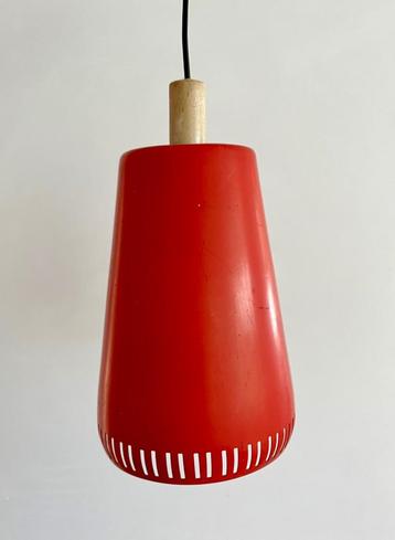 Vintage 50's 60's rood hanglamp Louis Kalff / Stilnovo stijl beschikbaar voor biedingen