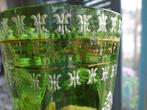 Antiek groen drinkglas met email Sicilie Maltha 19e eeuw, Ophalen of Verzenden