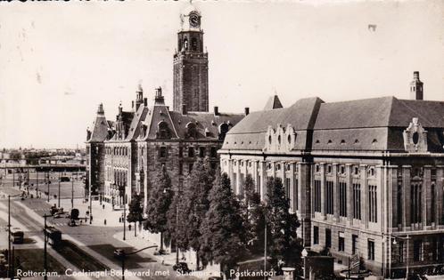 01940 - Rotterdam - Coolsingel met Stadhuis en Postkantoor, Verzamelen, Ansichtkaarten | Nederland, Gelopen, Zuid-Holland, 1940 tot 1960