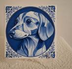 Teckel Tegel - Delfts Blauw Stijl - 15x15 cm, Antiek en Kunst, Antiek | Wandborden en Tegels, Verzenden