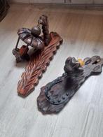 Wandkandelaars mancave/ kasteel thema, Ophalen of Verzenden, Gebruikt, Hout, Middeleeuwse