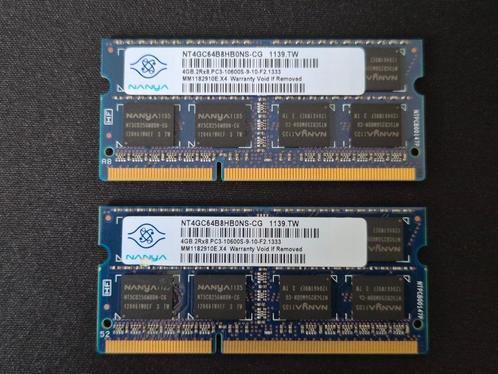 Nanya Technology  8GB DDR3 (SODIMM) @ 1.333MT/s, kit van 2, Computers en Software, RAM geheugen, Zo goed als nieuw, Laptop, 8 GB