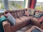 Cognac Lederlook Hoekbank - Ruim & Stevig, Huis en Inrichting, Banken | Bankstellen, Gebruikt, Hoekbank, 75 tot 100 cm, Ophalen of Verzenden