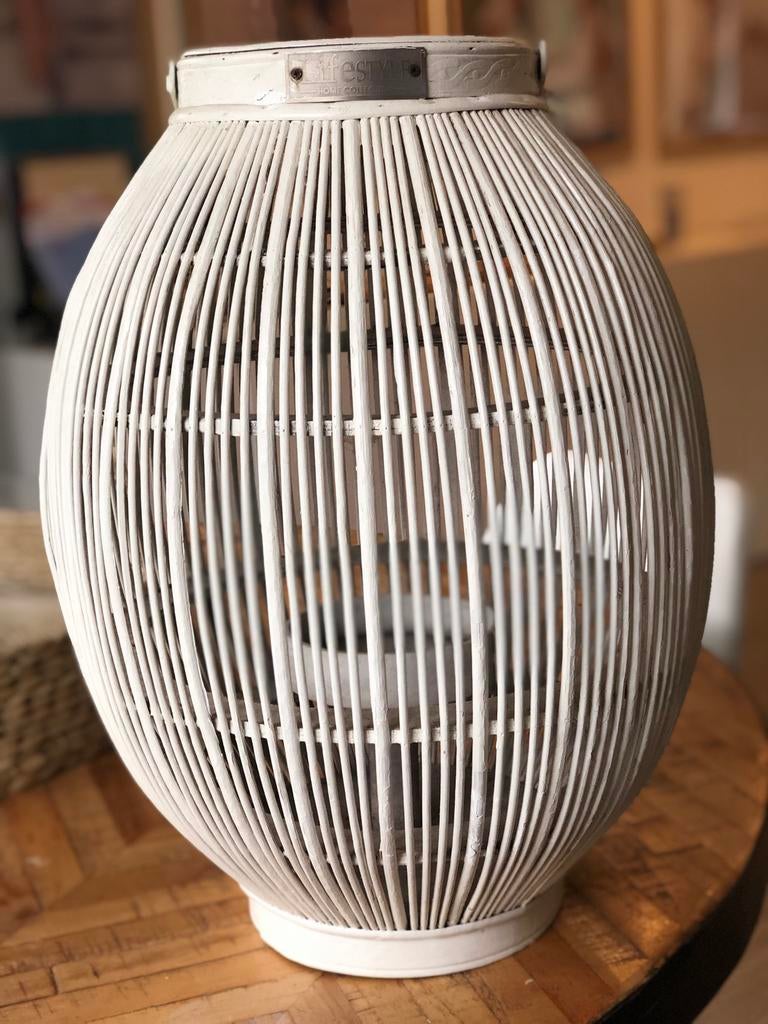 Heel groot windlicht merk: Lifestyle Ibiza stijl, Overige materialen, Gebruikt, 25 tot 50 cm, Wit