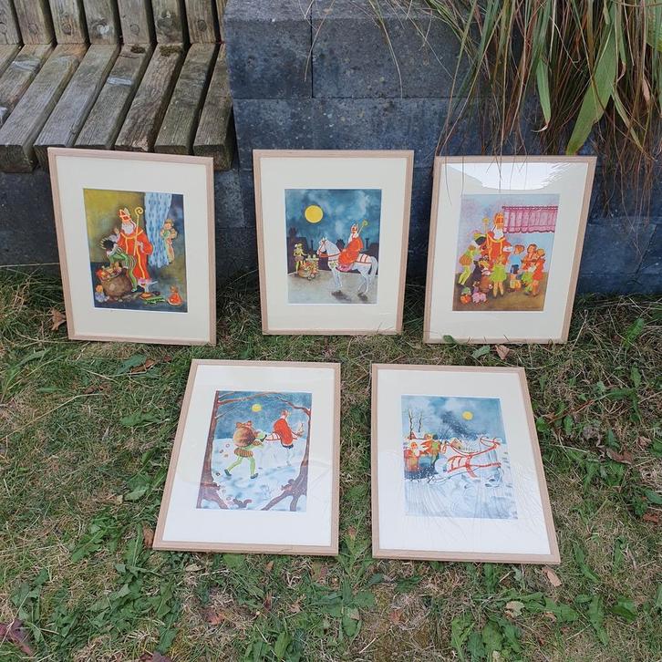 Oude Sinterklaas Prenten Willy Schermelé, Antiek en Kunst, Kunst | Tekeningen en Foto's, Ophalen of Verzenden