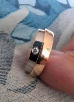 14kt geel/wit gouden ring met diamant, Sieraden, Tassen en Uiterlijk, Ringen, Wit, Ophalen of Verzenden, Zo goed als nieuw, 17 tot 18