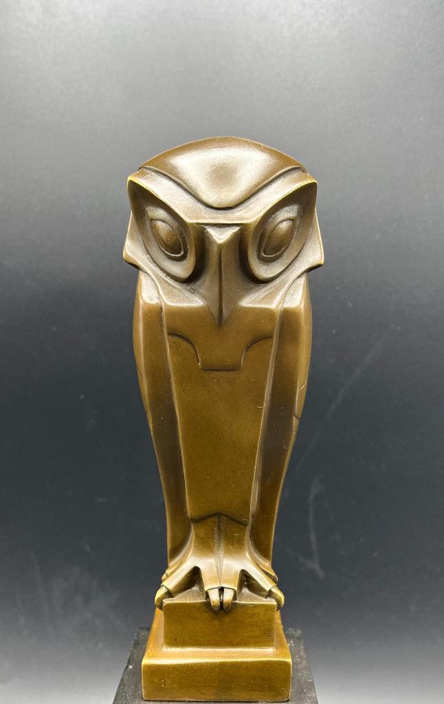 Bronzen Art-Deco stijl uil., Antiek en Kunst, Kunst | Beelden en Houtsnijwerken, Ophalen of Verzenden