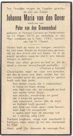 Johanna M. van den Oever 1874 Nuenen-Gerwen + 1947, Verzamelen, Verzenden, Bidprentje