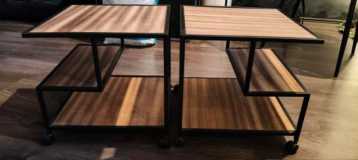 Nachtkastjes/Bijzettafeltjes op wieltjes, Huis en Inrichting, Tafels | Bijzettafels, Gebruikt, Rechthoekig, 45 tot 60 cm, Minder dan 55 cm