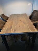 Mooie houten eettafel met metalen poten., Huis en Inrichting, Tafels | Eettafels, Ophalen, Rechthoekig, 150 tot 200 cm, 50 tot 100 cm