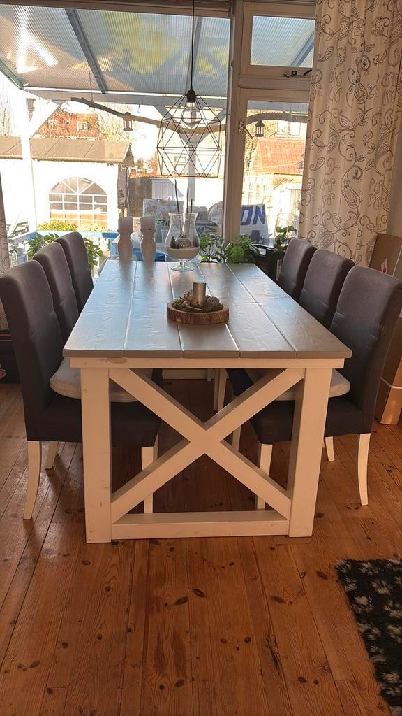 GRATIS eetkamertafel + salontafel GRATIS 6 stoelen., Huis en Inrichting, Tafels | Eettafels, Gebruikt, 50 tot 100 cm, 150 tot 200 cm